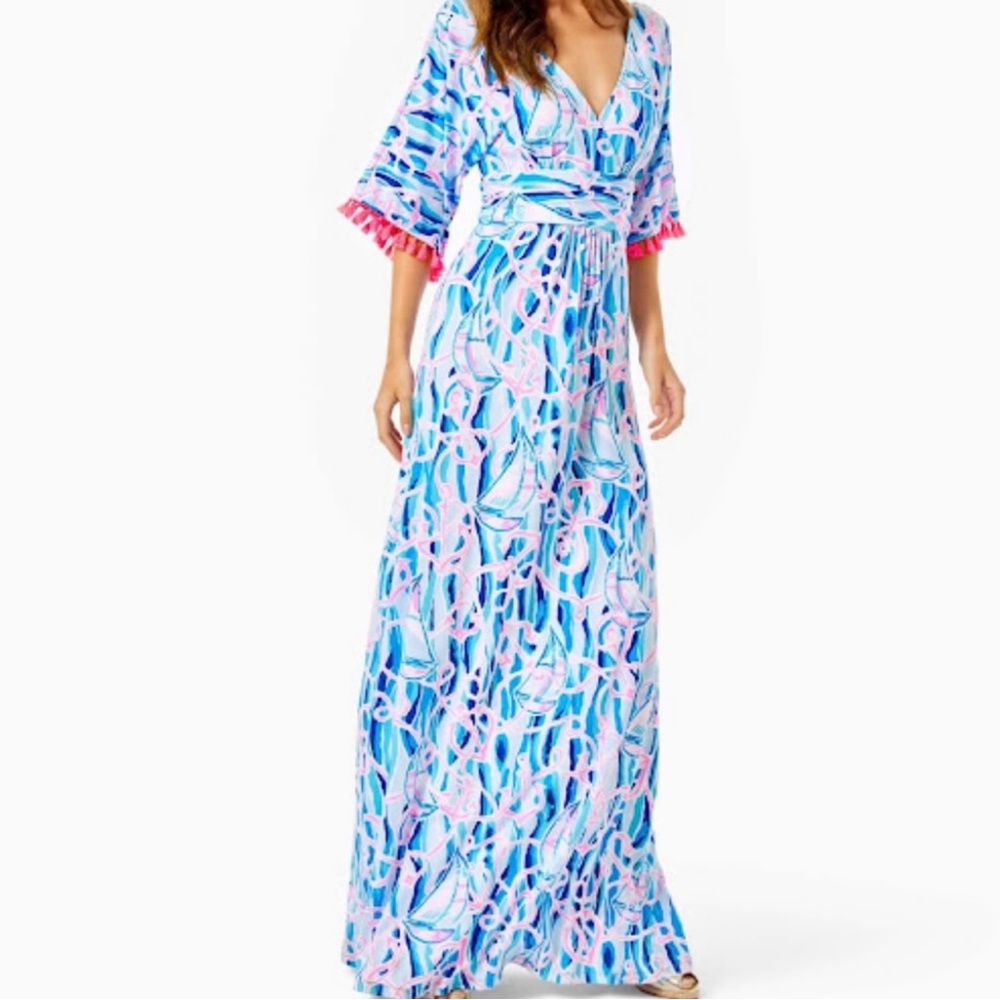 Lilly Pulitzer Parigi Maxi Dress in Skim Blue Reel Nauti